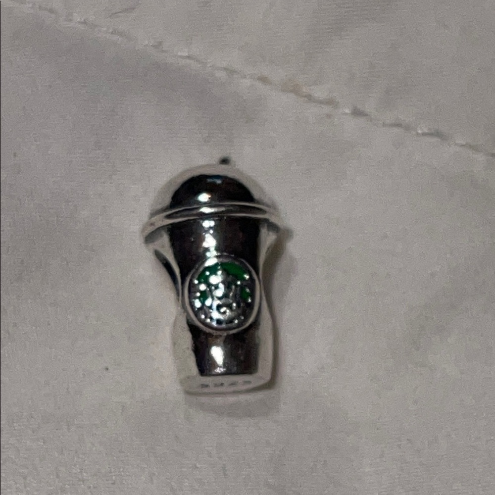 Pandora Sterling Silver 925 Coffee Cup Charm with Star Hunter Engraved on Side